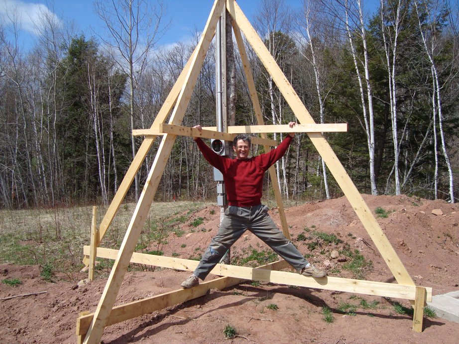 "You are having far too much fun!" from Mellissa of my FaceBook fan club (:>). Thanks also to NS Power for allowing me to use a maple centre post for this electrical temporary structure. Now Andy, that