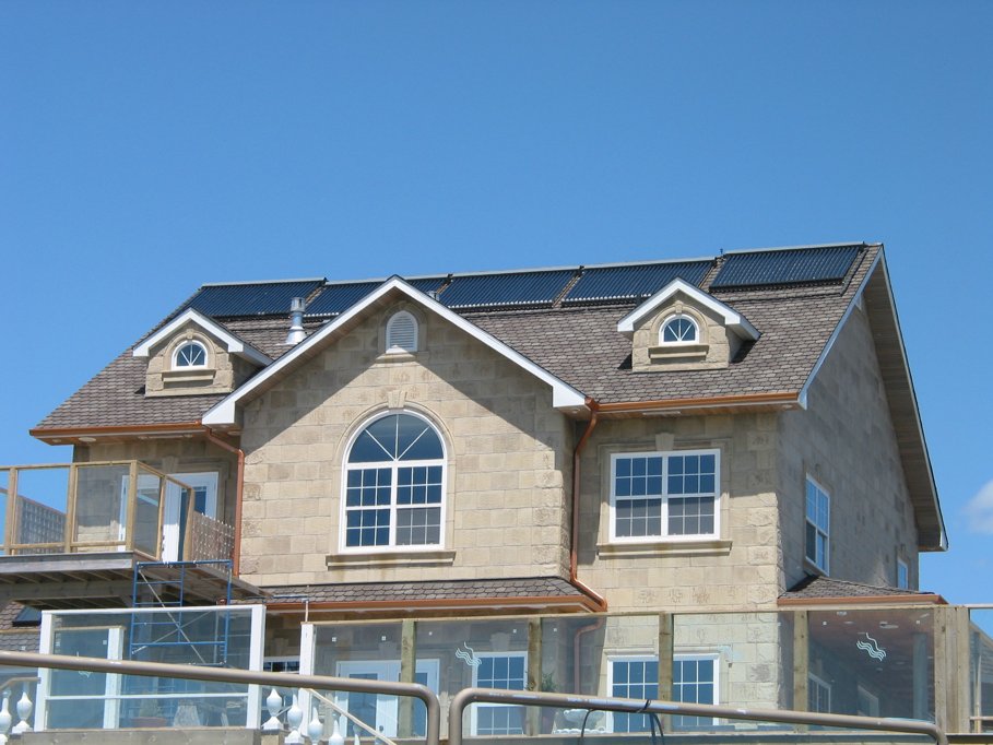 Tube type hot water collectors on a mansion in Cow Bay near Eastern Passage, NS.