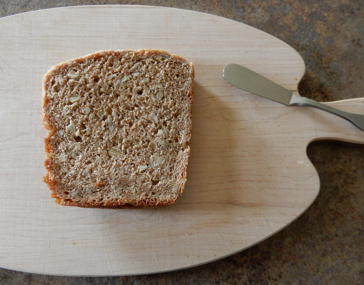 A perfect loaf as I begin to understand how to use bulk bread yeast; wholewheat, gluten, ground flax, honey, sea salt, rye, kamut, sunflower and pumpkin seeds.